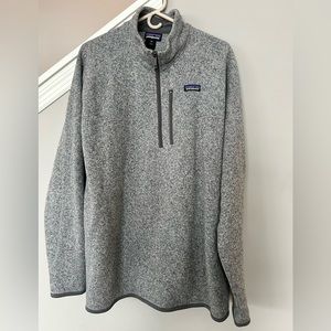 Patagonia gray 3/4 zip sweater with thick fleece interior.